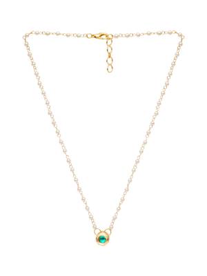 Girls gold-plated kundan studded & beaded necklace 4