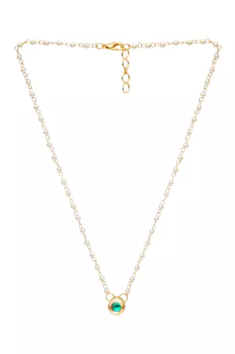 Girls gold-plated kundan studded & beaded necklace