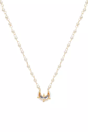 Girls gold-plated kundan studded & beaded necklace