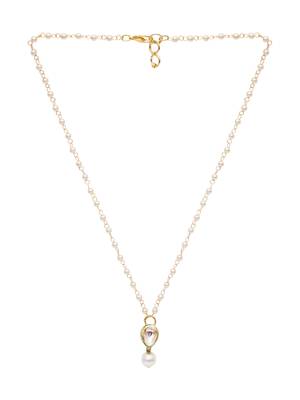 Girls gold-plated kundan studded & beaded necklace 4