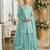 Sky blue net full stitched free size upto xxl wedding suits