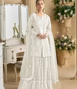 White net sharara - Full stitched free size