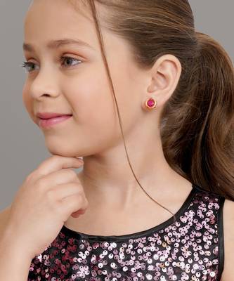 Girls gold plated studs earrings 4