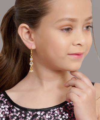 Girls gold plated drop earrings 4