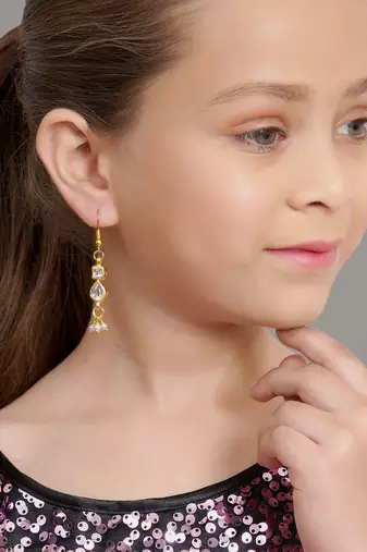 Girls gold plated drop earrings