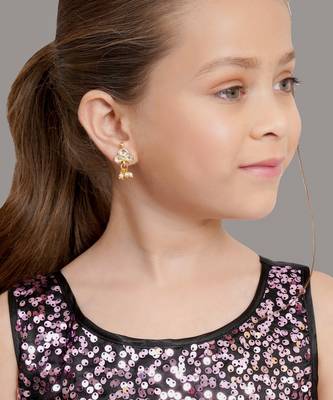 Girls gold plated drop earrings 4