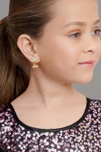 Girls gold plated drop earrings