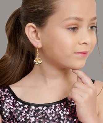 Girls gold plated drop earrings 4