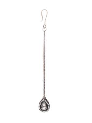 Girls silver-plated kundan stone studded maang tikka 2