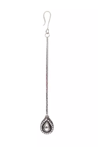 Girls silver-plated kundan stone studded maang tikka