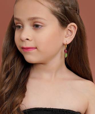 Girls gold plated drop earrings 4