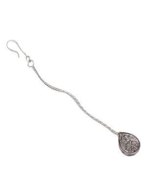 Girls silver-plated kundan stone studded maang tikka 3