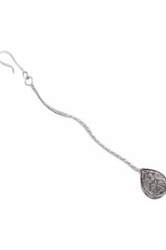 Girls silver-plated kundan stone studded maang tikka
