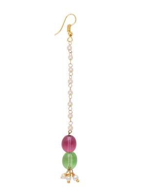 Girls gold-plated kundan studded & beaded maang tikka 3