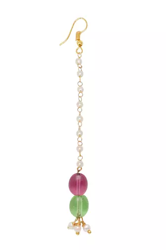 Girls gold-plated kundan studded & beaded maang tikka