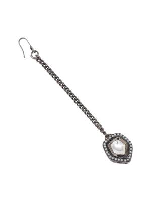 Girls silver-plated kundan-studded maang tikka 2