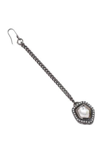 Girls silver-plated kundan-studded maang tikka