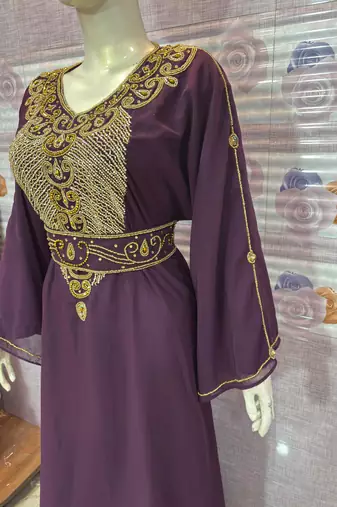 Royal Purple Hand-Embroidered KaftanParty & Occasion Wear Abaya