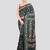 Green handloom silk embroidered katha stitch work saree with blouse piece