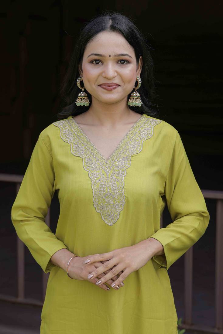 Vibrant Liril Green Kurta Set with Tie-Dye Dupatta     Elegant Festive & Party Wear