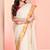 Cream and red handloom mul cotton bengal saree with zari and tassels, without blouse