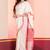 Cream and red handloom mark buti jamdani bengal cotton saree, with blouse
