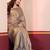 Grey gold dual tone linen tissue saree with zari and tassels, with blouse