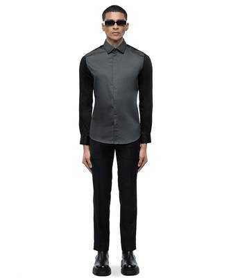 Grey plain cotton shirt 1