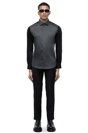 Grey plain cotton shirt