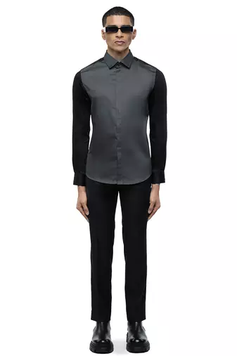 Grey plain cotton shirt