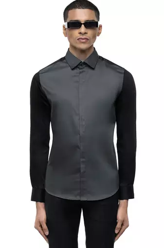 Grey plain cotton shirt