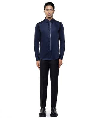 Blue plain cotton shirt 1