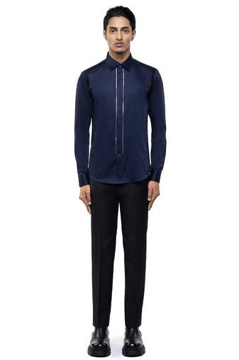 Blue plain cotton shirt