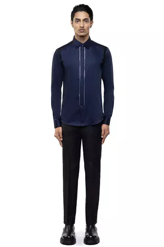 Blue plain cotton shirt