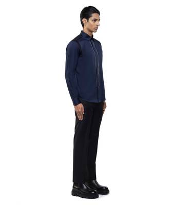 Blue plain cotton shirt 2