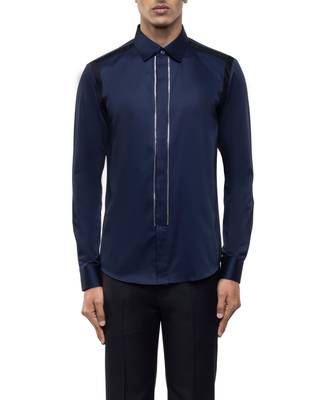 Blue plain cotton shirt 3