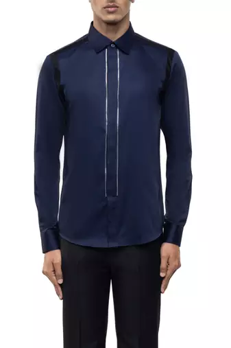 Blue plain cotton shirt