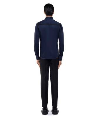 Blue plain cotton shirt 4