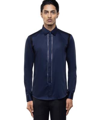 Blue plain cotton shirt 5