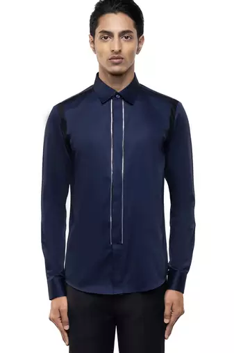 Blue plain cotton shirt