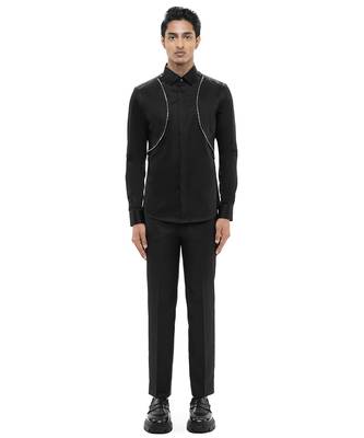 Black plain cotton shirt 2