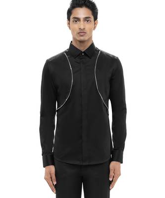 Black plain cotton shirt 1