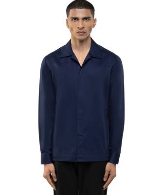 Blue plain cotton stretch shirt 2