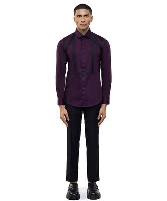 Purple plain cotton shirt 1