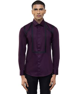 Purple plain cotton shirt 2