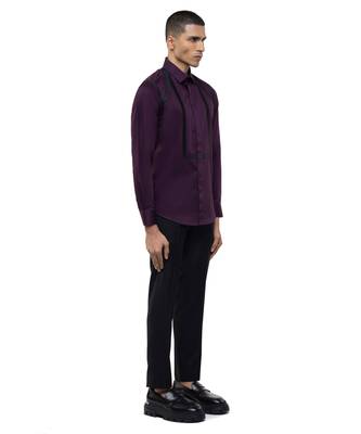 Purple plain cotton shirt 3
