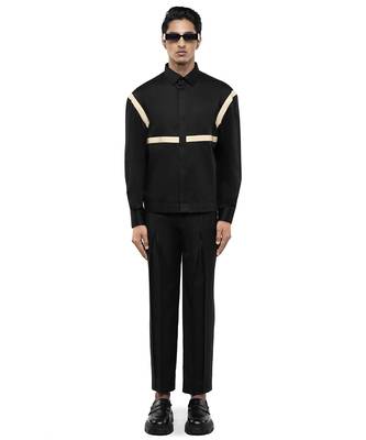 Black plain cotton shirt 1