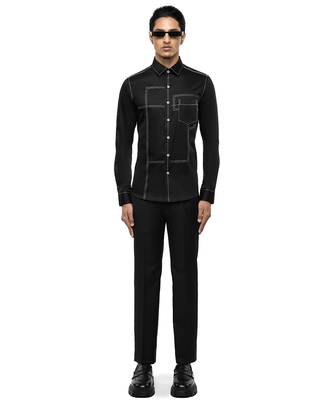 Black plain cotton shirt 1