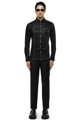 Black plain cotton shirt