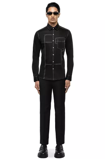 Black plain cotton shirt